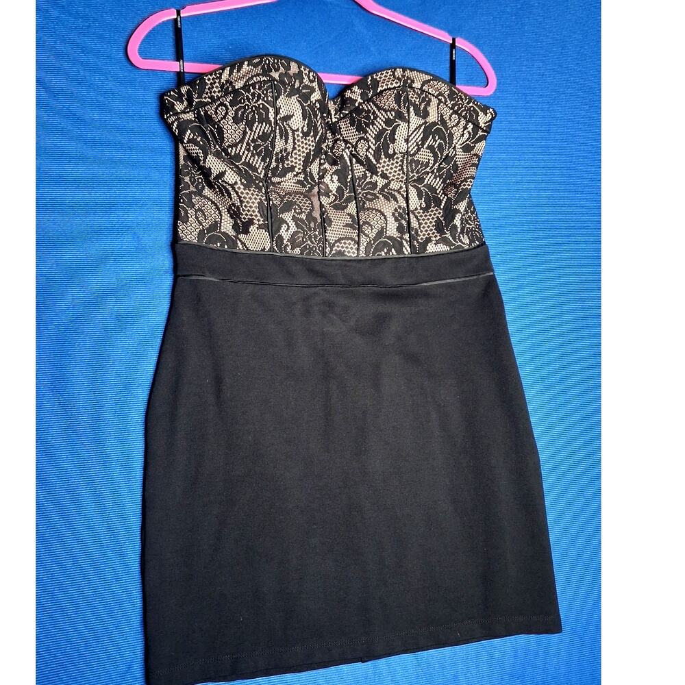 Forever 21 Bustier Black Dress With Lace Top